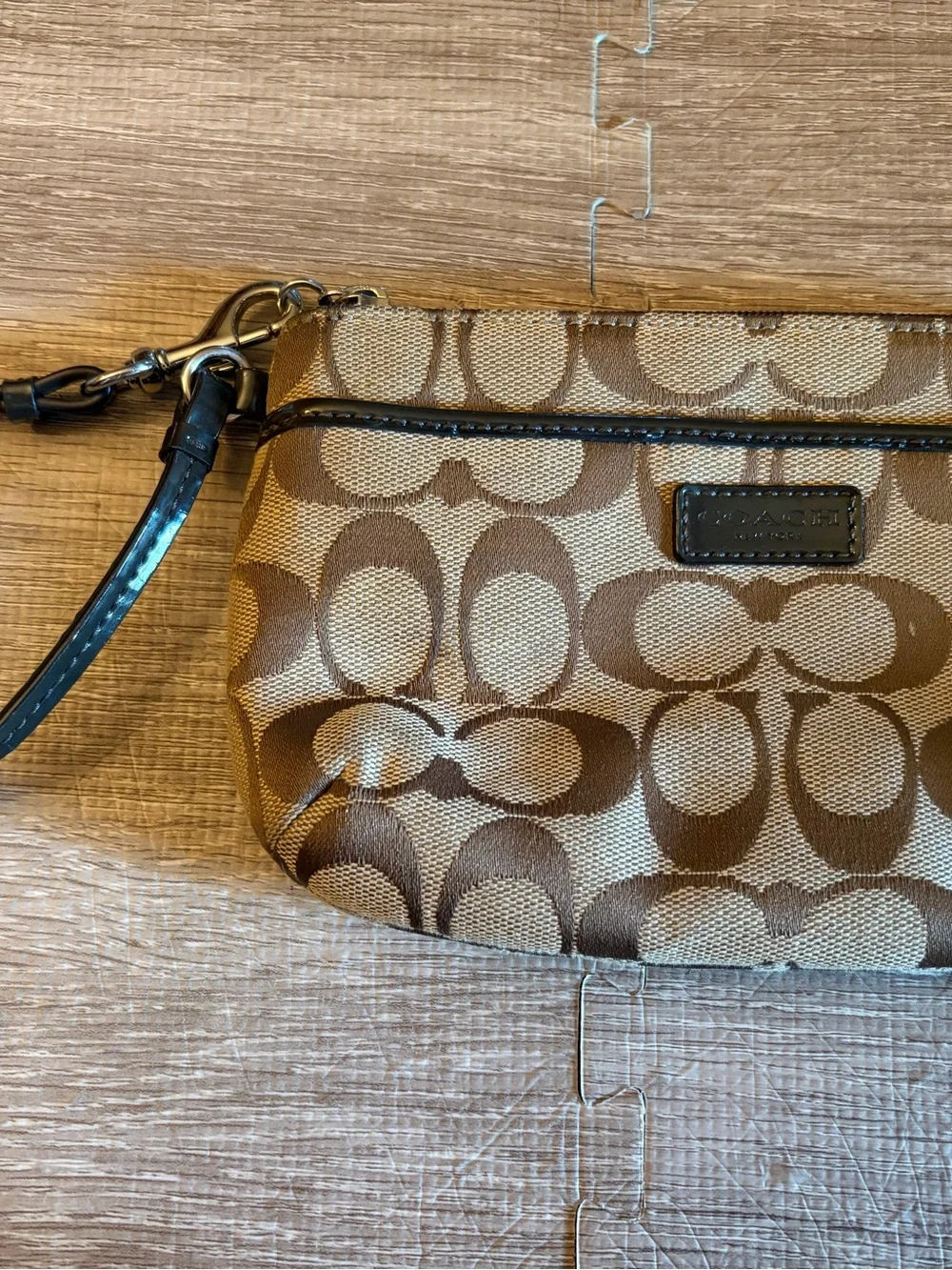 Coach Brown Signature C Wristlet Clutch Pouch